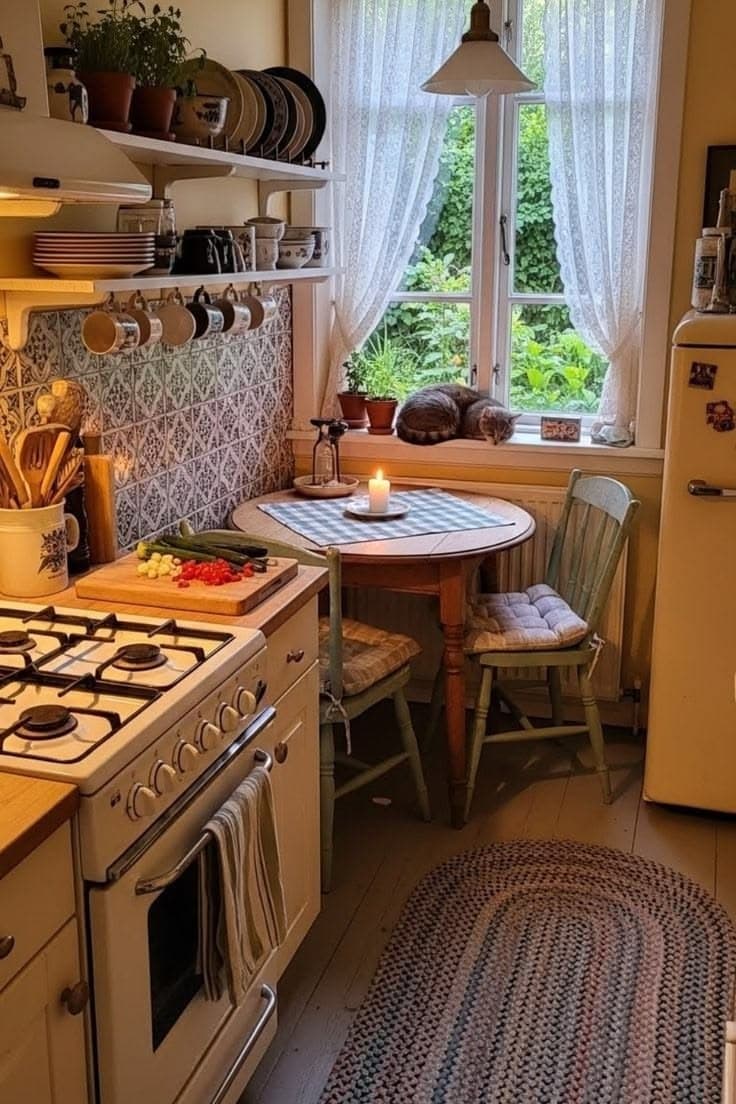 A cozy home corner with a reading chair and warm lamp light